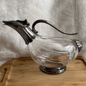 VTG Sommelier Crystal Silver Plated Swan Goose Bird Shaped Decanter ITALY